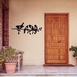 tree branch and birds decor custom house address number metal sign 5