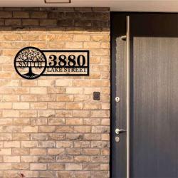 tree of life metal house numbers metal last name sign address plaque housewarming gifts custom metal address sign for house 4