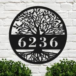 tree of life personalized metal sign custom address sign wall hanging metal wall art home decor for front door porch yard 1
