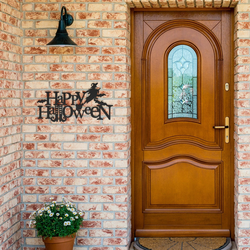 trick or treat metal sign scary bat signs halloween decoration for home 1