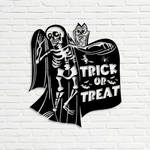 trick or treat skeleton metal sign horror skeleton signs halloween decoration for home 0