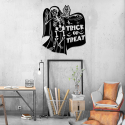 trick or treat skeleton metal sign horror skeleton signs halloween decoration for home 2
