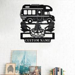 truck camper metal signs personalized metal name sign camping campfire art decor home outdoor 1