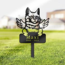 Turkis Angora Cat Grave Marker Garden Stakes Cat Memorial Gift Cemetery Decor