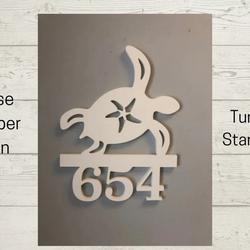 turtle starfish art personalized house number metal sign custom address sign beach house decor 1