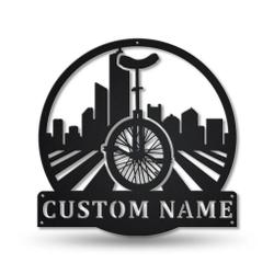 Unicycling Metal Wall Art Personalized Metal Name Signs Home Decor Sport Lovers Gifts