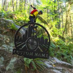 unicycling metal sign personalized metal name signs home decor sport lovers gifts 1