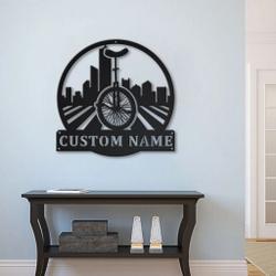 unicycling metal sign personalized metal name signs home decor sport lovers gifts 2