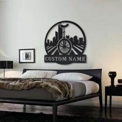 unicycling metal sign personalized metal name signs home decor sport lovers gifts 3