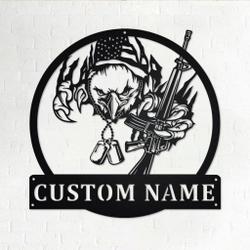 US Eagle Veteran Metal Wall Art Personalized Metal Name Signs Gift for Veteran Home Decor