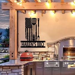 us flag bbq sign backyard grill patio custom metal signs 1