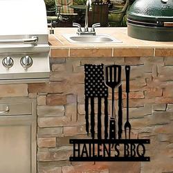 us flag bbq sign backyard grill patio custom metal signs 3