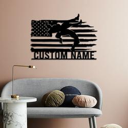 us flag female wrestling american girl wrestler custom metal signs 1