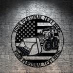 us flag front loader heavy machinery operator front loader driver patriotic art custom metal signs 0