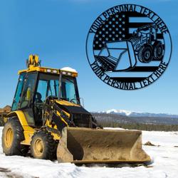 us flag front loader heavy machinery operator front loader driver patriotic art custom metal signs 1
