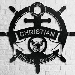us navy anchor metal art personalized metal name sign gift for veteran home decor 3