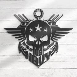 US Navy Skull Metal Art Achor Navy Metal Sign Gift for Veteran Home Decor