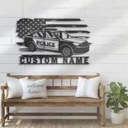 us police car driver metal wall art custom laser cut metal signs american policer name sign home decor police department 2