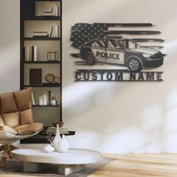 us police car driver metal wall art custom laser cut metal signs american policer name sign home decor police department 3