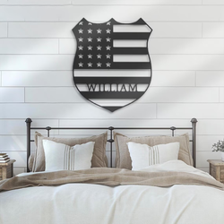 us police officer metal wall art personalized metal name sign thin blue line police dad 3