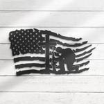 us solider kneeling praying art memoiral cross metal sign veteran patriotic decor home 0