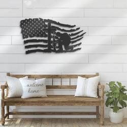 us solider kneeling praying art memoiral cross metal sign veteran patriotic decor home 1