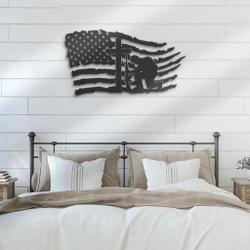 us solider kneeling praying art memoiral cross metal sign veteran patriotic decor home 3