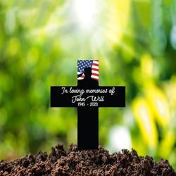 veteran soldier grave marker patriotic flag memorial stake sympathy gifts custom metal signs 1
