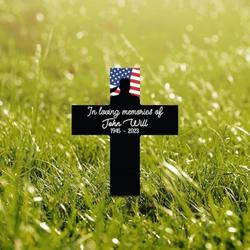 veteran soldier grave marker patriotic flag memorial stake sympathy gifts custom metal signs 3
