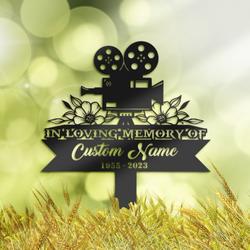 Videographer Cameraman Movie Maker Grave Marker Memorial Sign with Stake Sympathy Gifts for Loss