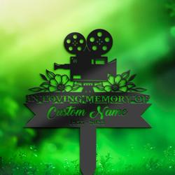 videographer cameraman movie maker grave marker memorial sign with stake sympathy gifts for loss of loved one custom metal signs 2