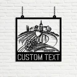 Vineyard and Winery Grape Farm Grape Garden  Custom Metal Wall Art Gift for Farmer