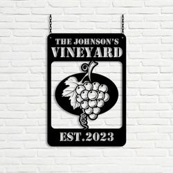 Vineyard and Winery Grape Farm Grape Garden V3 Custom Metal Wall Art Gift for Farmer