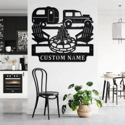 vintage trailer metal wall art personalized metal name sign camping campfire signs decor home outdoor 1