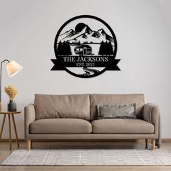 vintage trailer rv decor personalized camping sign welcome to our campsite mountain custom metal sign 2