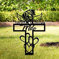 vizsla dog grave marker garden stakes forever loved dog memorial gift cemetery decor custom metal signs 1