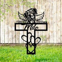 vizsla dog grave marker garden stakes forever loved dog memorial gift cemetery decor custom metal signs 2