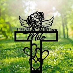 vizsla dog grave marker garden stakes forever loved dog memorial gift cemetery decor custom metal signs 3