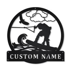 Wakeboarding Metal Wall Art Personalized Metal Name Signs Home Decor Sport Lovers Gifts