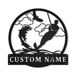 Water Skiing Metal Wall Art Personalized Metal Name Signs Home Decor Sport Lovers Gifts