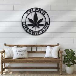 weed cannabis marijuana name greenhouse bar sign wall art personalized metal sign smoker gift 1