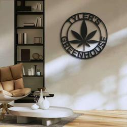 weed cannabis marijuana name greenhouse bar sign wall art personalized metal sign smoker gift 2