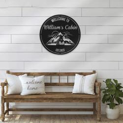 welcome to cabin life metal wall art personalized metal name signs mountain forest camping sign decor funny camping signs 2