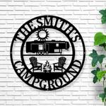 welcome to campground 5th wheel camper rv decor family name sign anniversary birthday gift custom metal sign 0