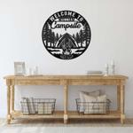 welcome to our campsite metal wall art campsite camping decor personalized name and date anniversary custom metal sign 0