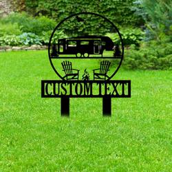 welcome to our campsite sign with stake camper rv decor camping custom metal signs 1
