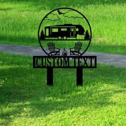 welcome to our campsite sign with stake camper rv decor camping custom metal signs 2