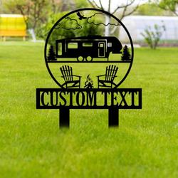 welcome to our campsite sign with stake camper rv decor camping custom metal signs 3