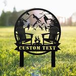 welcome to our campsite sign with stake campfire forest scene camper rv decor camping custom metal signs 0
