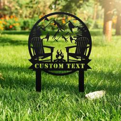 welcome to our campsite sign with stake campfire forest scene camper rv decor camping custom metal signs 1